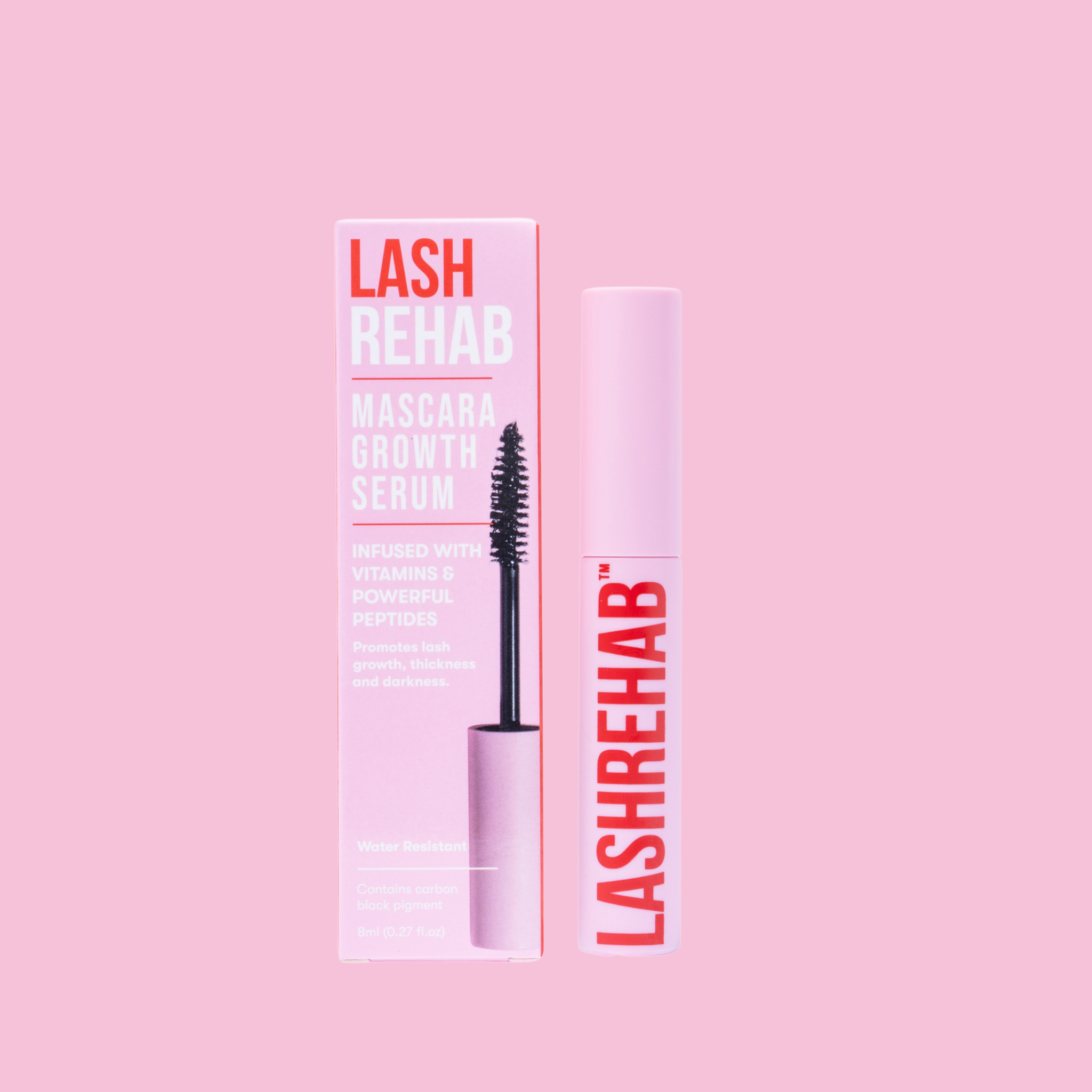 Lash growth mascara with peptides, hyaluronic acid, and botanical extracts